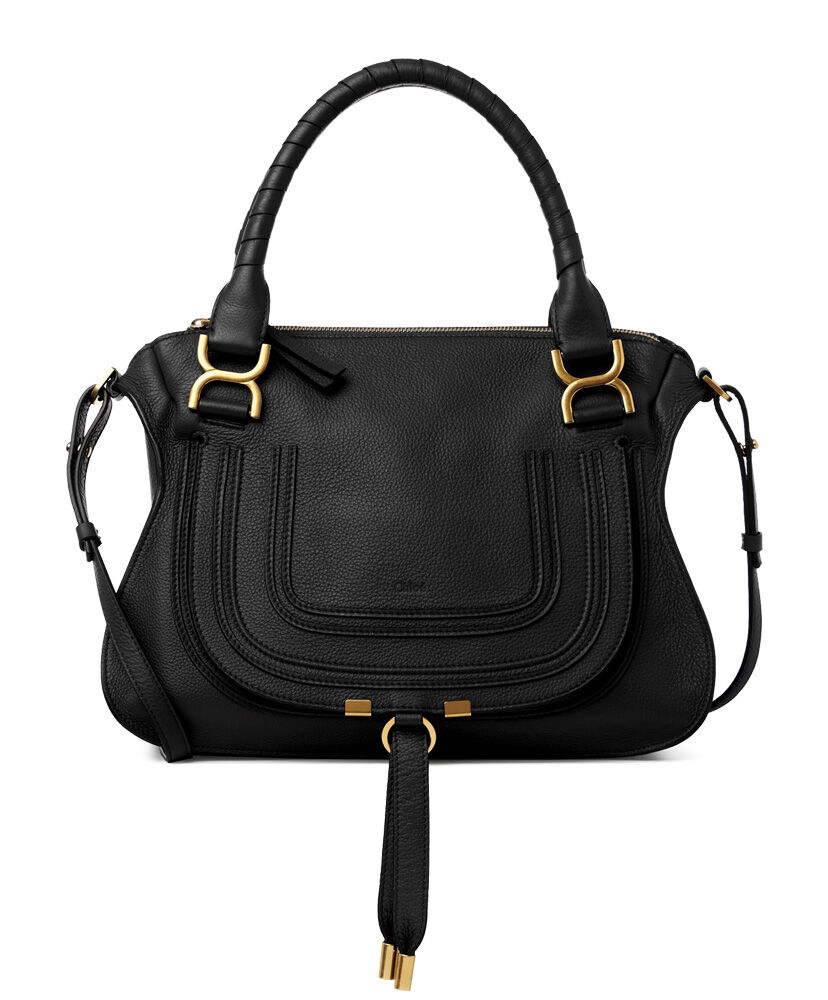 Chloe Marcie Grained Calfskin Leather Handbag Black